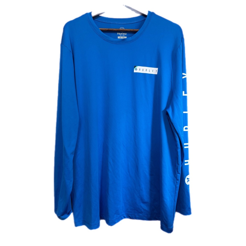 Hurley Rash Guard Mens XL Blue Excellent Long Sleeve Logo Swim Shirt